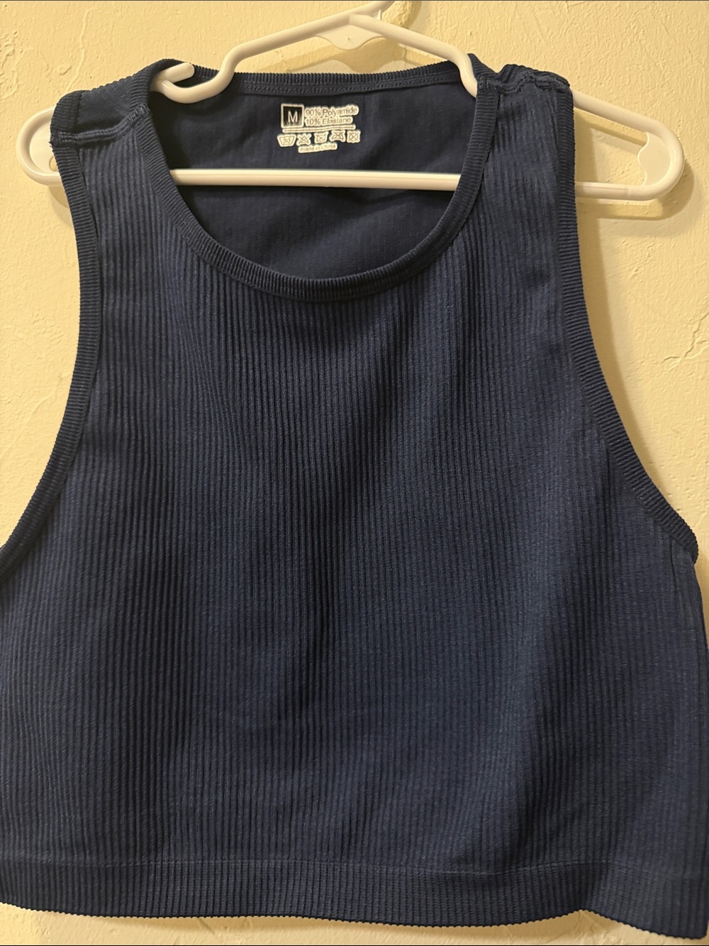 Ribbed Navy Crop Tank Top - Women's